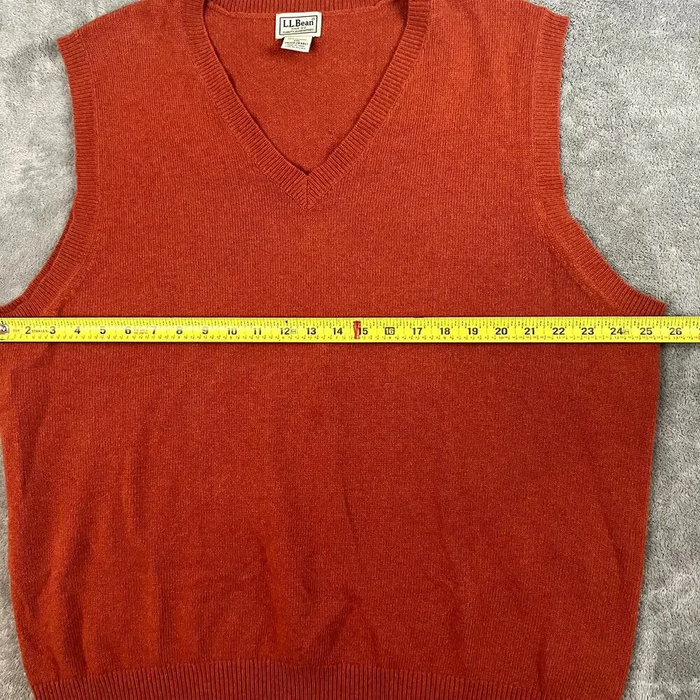 LL Bean Sweater Vest Mens‎ XXL 100% Cashmere Burnt Orange Classic Preppy
